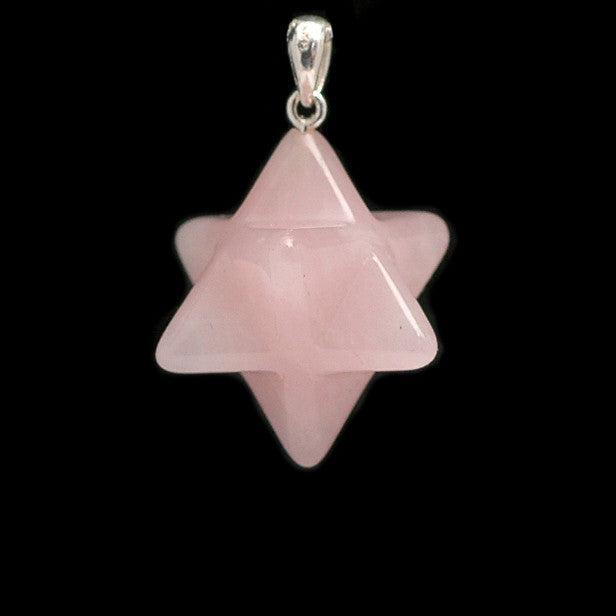 Sidabrinis pakabukas su rožinio kvarco Merkaba