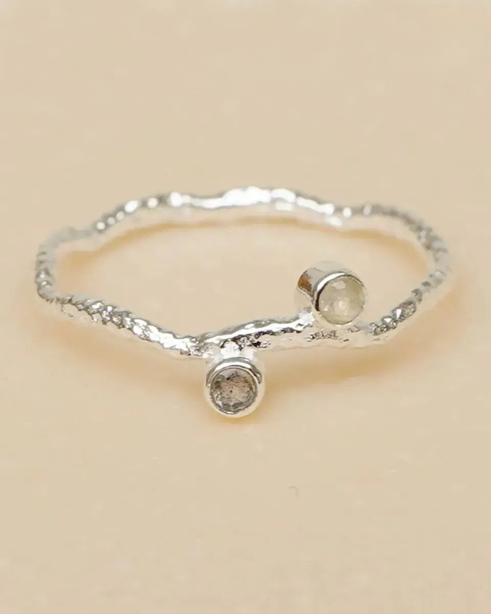 Sidabrinis žiedas "Du labradoritai”