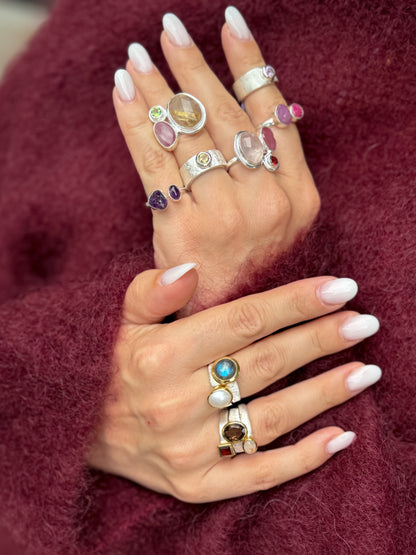 Sidabrinis žiedas su Ametistu “Duo”