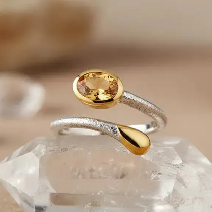 Sidabrinis žiedas su Citrinu “Tėkmė”