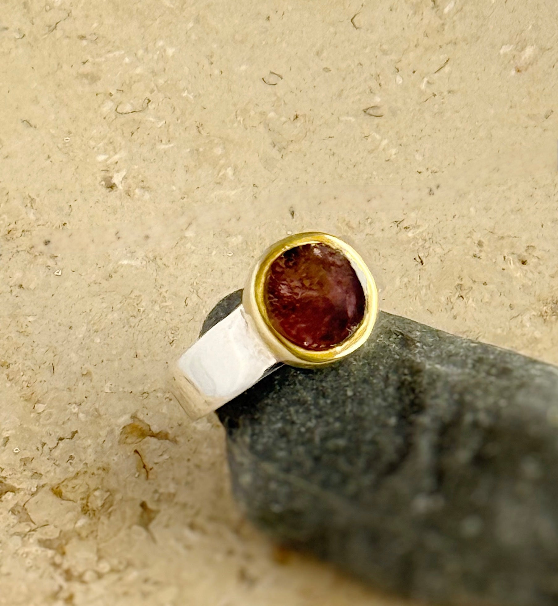 Sidabrinis žiedas su arbūziniu turmalinu / 12 dydis