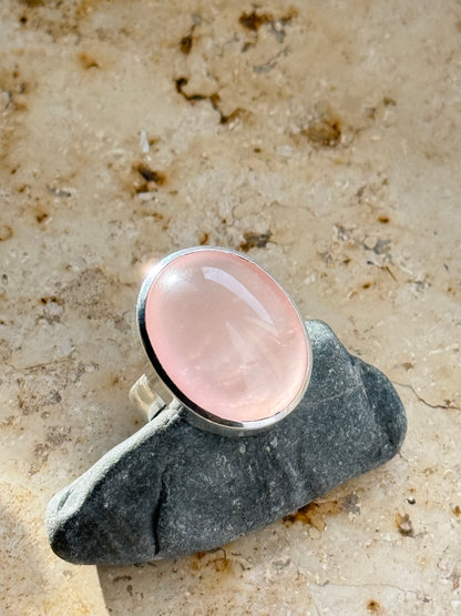 Sidabrinis žiedas su rožiniu kvarcu / 20 dydis