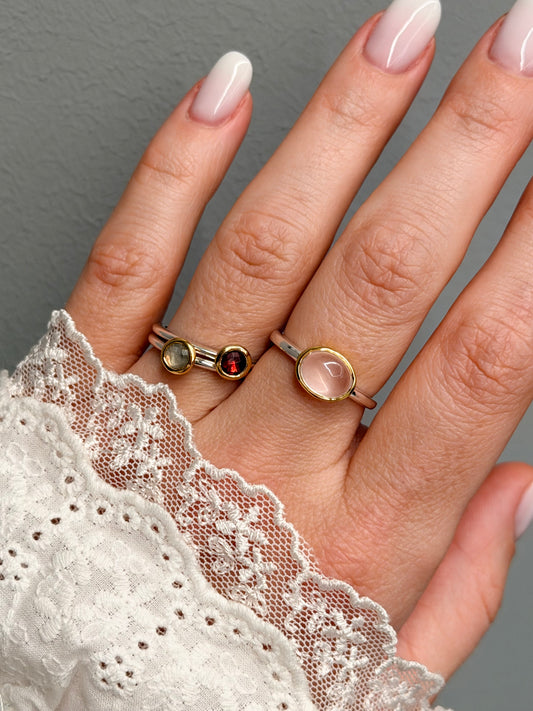 Sidabrinis žiedas su rožiniu kvarcu “Švelnumas”