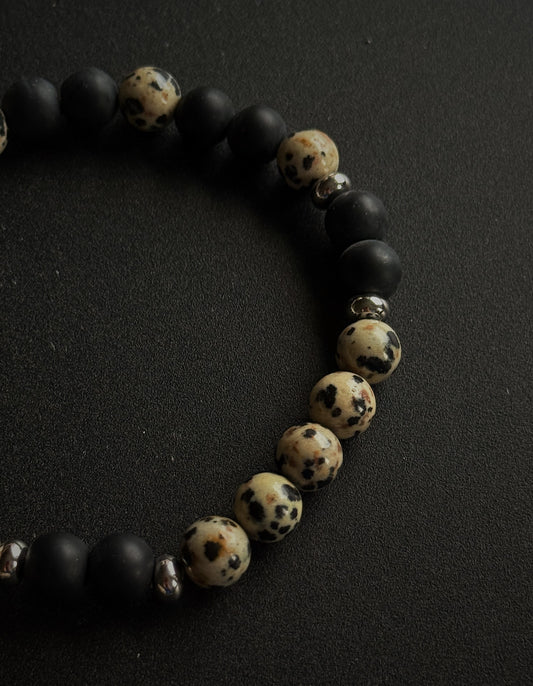 Vyriška onikso ir jaspio apyrankė