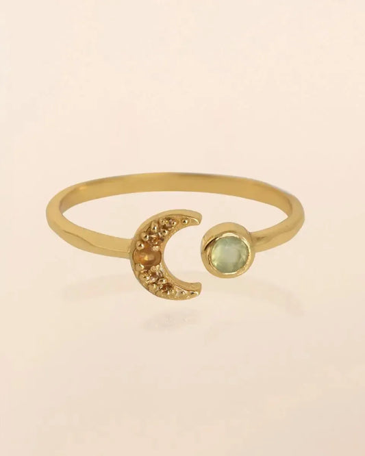 Žiedas su prenitu ir citrinu “Luna”