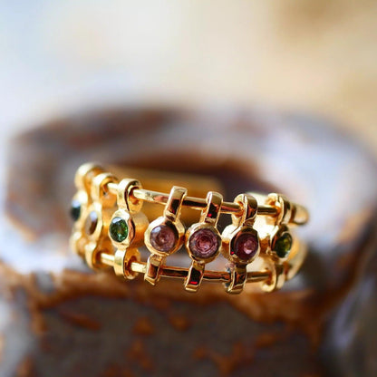 Žiedas su turmalinais "Žaidimas"