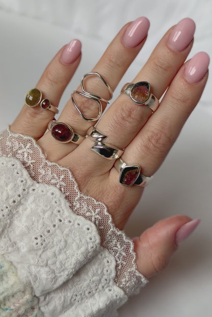 Sidabrinis žiedas su arbūziniu turmalinu / 18 dydis